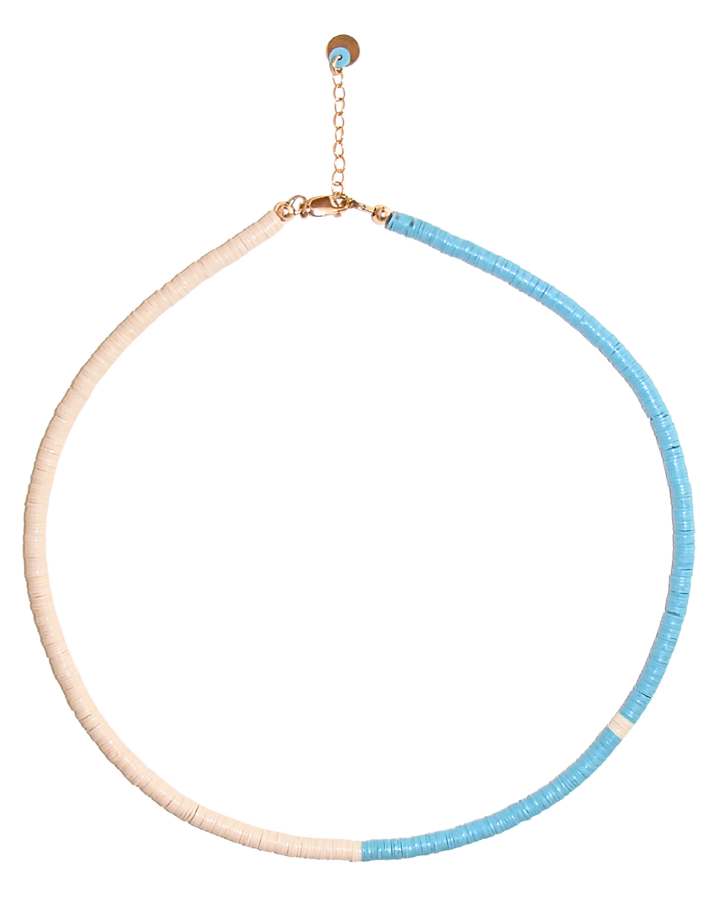 blue poles - recycled vinyl record necklace